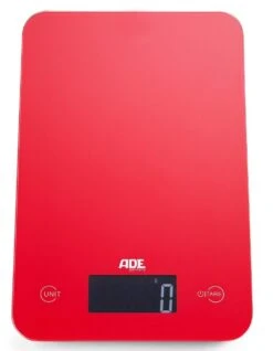 ADE Red Digital Kitchen Scale With Glass Surface
