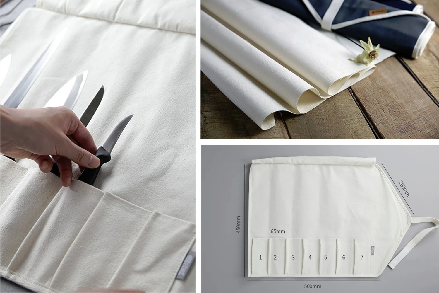 CHEF ROLL 7 Canvas Empty Roll Bag For 7 Kitchen Knives And Utensils 19 CHEF ROLL 7 Canvas Empty Roll Bag For 7 Kitchen Knives And Utensils - Image 17