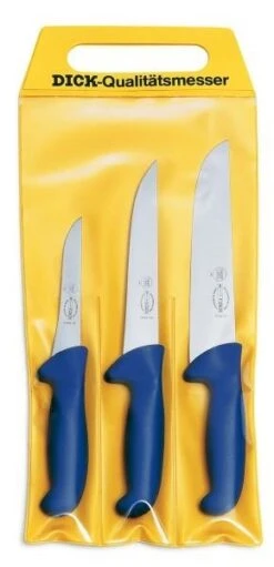 Dick Ergogrip 3-piece Butcher Knife Set - Blue Handles