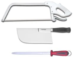 Fischer Knife Case With 7 Red Handle Butcher Knives And Accessories -Sharp Haus Store fischer 7 piece butcher knife case red handles 2