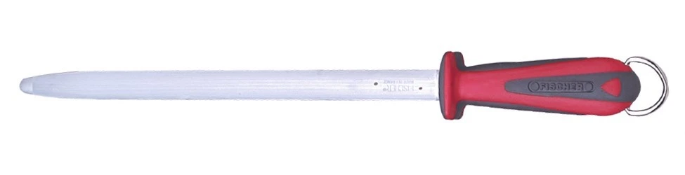 FISCHER Butcher's Sharpening Steel 30cm With Red Bi-material Handle 2 FISCHER Butcher's Sharpening Steel 30cm With Red Bi-material Handle