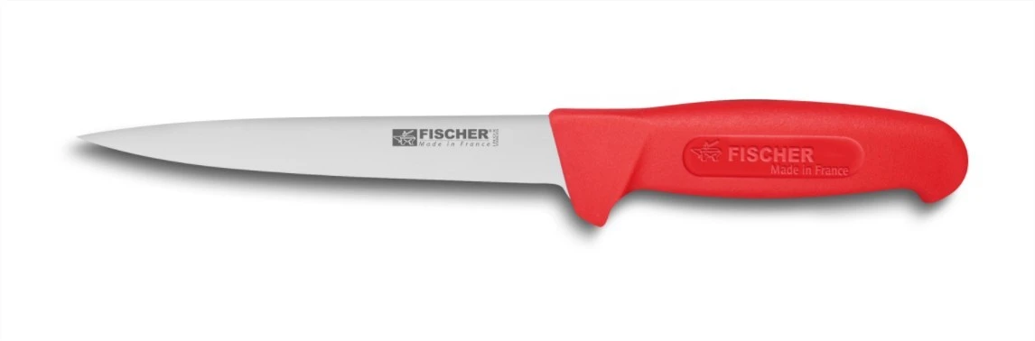 FISCHER Professional Boning Knife 17cm With Red Handle 3 FISCHER Professional Boning Knife 17cm With Red Handle