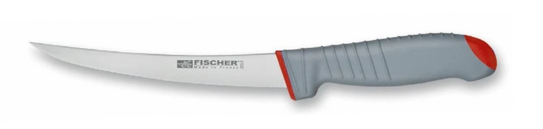 Fischer Sandvik Boning Knife Rigid Blade 15cm - Red Handle With Grey Elastomer 3 Fischer Sandvik Boning Knife Rigid Blade 15cm - Red Handle With Grey Elastomer