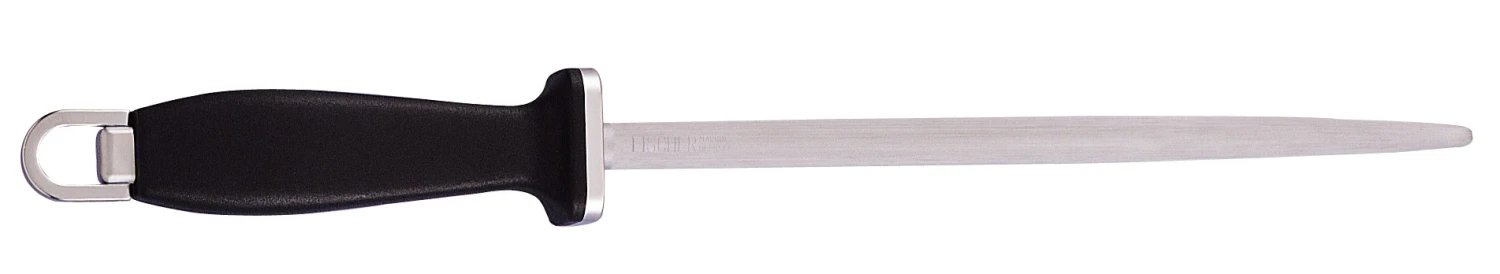 FISCHER Sharpening Steel Oval Rod 25cm - Black Handle 3 FISCHER Sharpening Steel Oval Rod 25cm - Black Handle