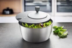 Gefu ROTARE Stainless Steel Salad Spinner 3L -Sharp Haus Store gefu rotare stainless steel salad spinner 3l 2