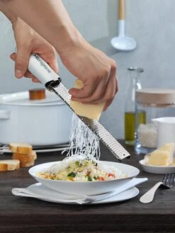 Microplane Premium Zester-Grater , Stainless Steel Blade - White Handle -Sharp Haus Store microplane premium zester grater white handle 4