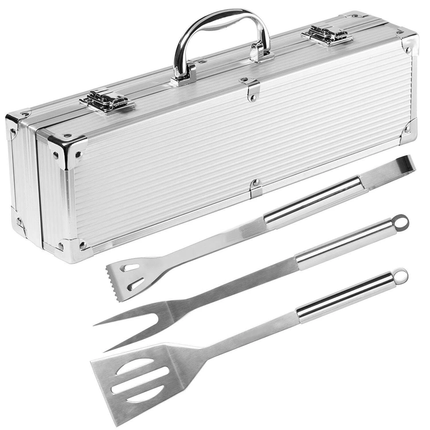 Pradel Excellence 3-piece Barbecue Tool Set With Metallic Case 3 Pradel Excellence 3-piece Barbecue Tool Set With Metallic Case