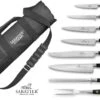 Sabatier Chef 6-piece Knife Set + 1 Carving Fork + 1 Sharpening Steel + 1 Roll Bag -Sharp Haus Store sabatier chef 6 piece knife set 1 carving fork 1 sharpening steel 1 roll bag