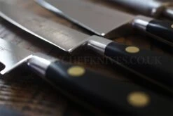 Sabatier Chef Knife Bag With 4 Knives And 1 Honing Steel - Stainless Steel Blades, POM Handles -Sharp Haus Store sabatier chef knife bag 4 knives 1 honing steel stainless steel pom handles 8