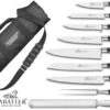 Sabatier Roll Bag With 7 Ideal 100% Forged Knives + 1 Carving Fork + 1 Sharpening Steel 2 Sabatier Roll Bag With 7 Ideal 100% Forged Knives + 1 Carving Fork + 1 Sharpening Steel -Sharp Haus Store sabatier roll bag 7 ideal forged knives 1 carving fork 1 sharpening steel