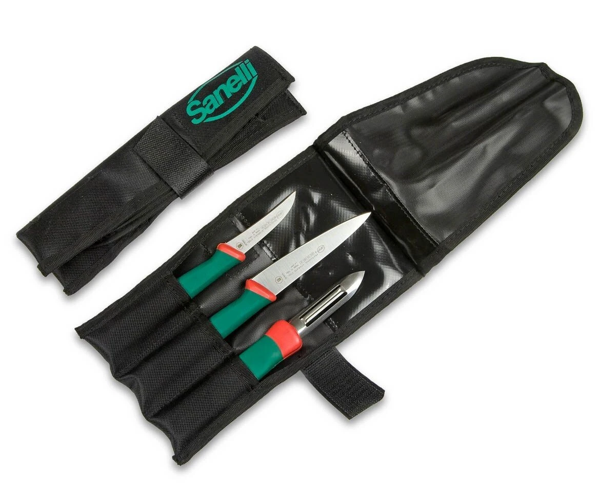 Sanelli Premana Knife Bag With 3 Vegetable Knives 3 Sanelli Premana Knife Bag With 3 Vegetable Knives