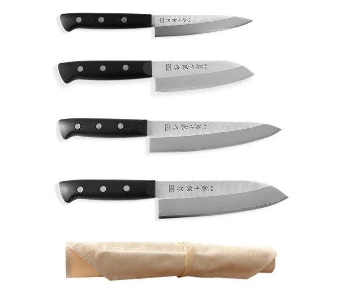Tojiro DP Eco Set Of 4 Japanese Kitchen Knives + Roll Bag 3 Tojiro DP Eco Set Of 4 Japanese Kitchen Knives + Roll Bag