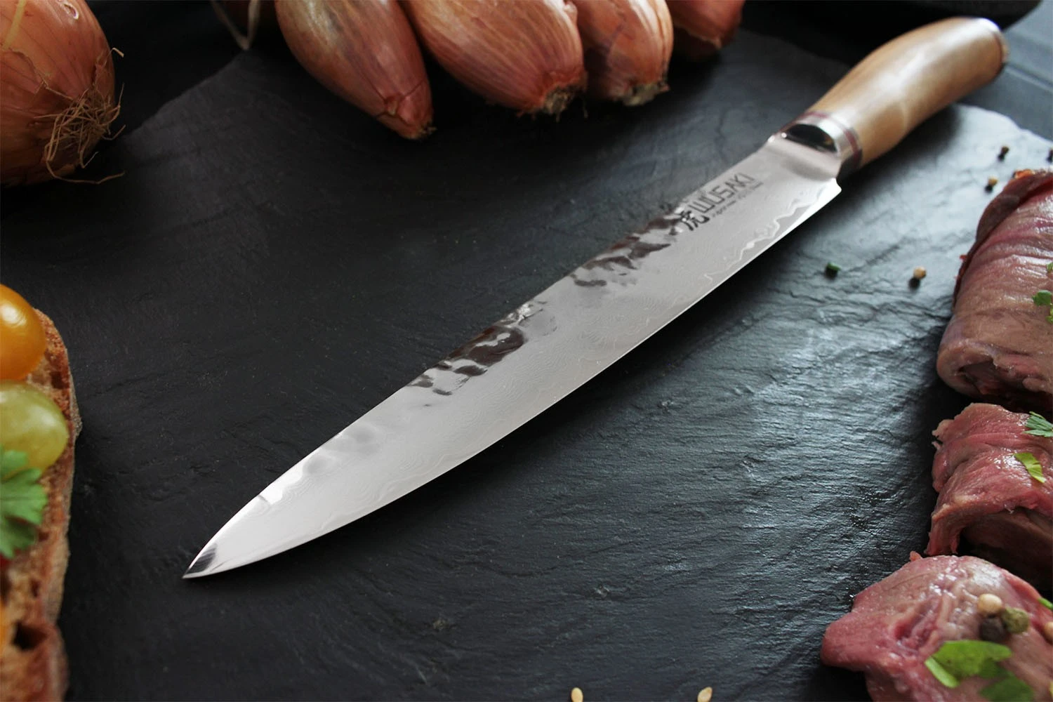 Wusaki Damas VG10 Carving Knife 20cm Olive Wood Handle 6 Wusaki Damas VG10 Carving Knife 20cm Olive Wood Handle - Image 4