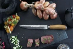 Wusaki Damas VG10 Set With 5 Kitchen Knives + 1 Roll Bag -Sharp Haus Store wusaki damas vg10 set 5 kitchen knives 1 roll bag 4