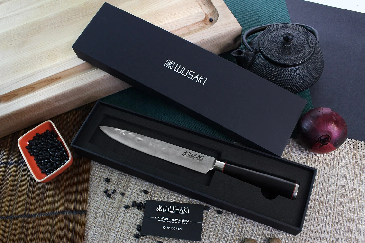 Wusaki Ebony AUS8 Carving Knife 20cm Ebony Handle 4 Wusaki Ebony AUS8 Carving Knife 20cm Ebony Handle - Image 2