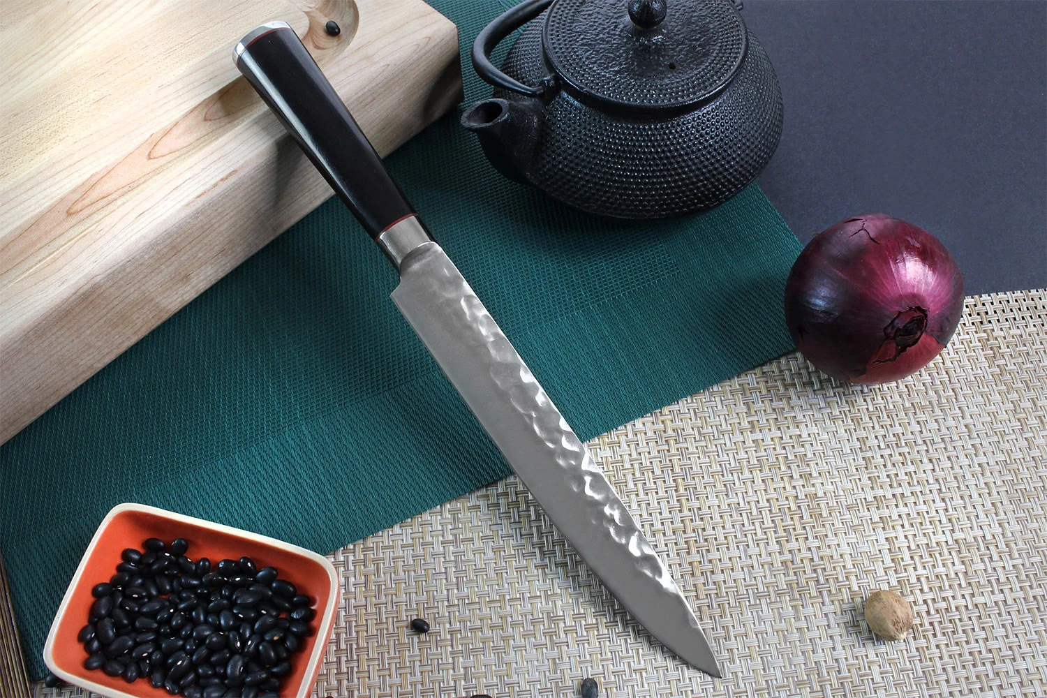 Wusaki Ebony AUS8 Carving Knife 20cm Ebony Handle 6 Wusaki Ebony AUS8 Carving Knife 20cm Ebony Handle - Image 4