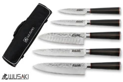 Wusaki Ebony AUS8 Set With 5 Kitchen Knives + 1 Roll Bag